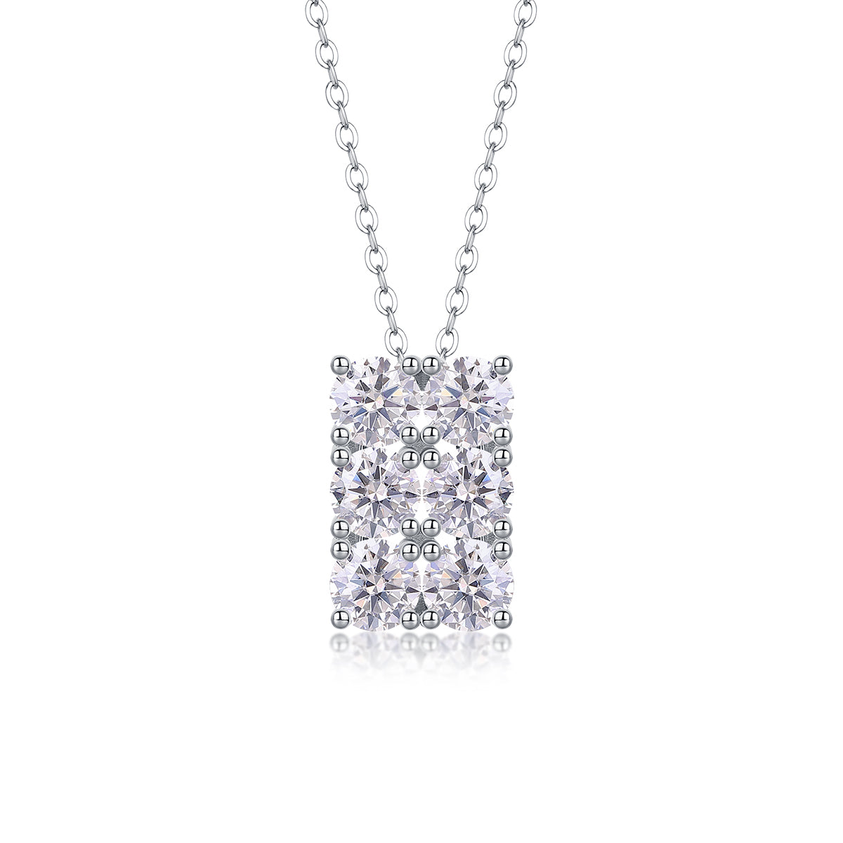 18K Gold Rectangular Diamond-Cut Pendant Necklace