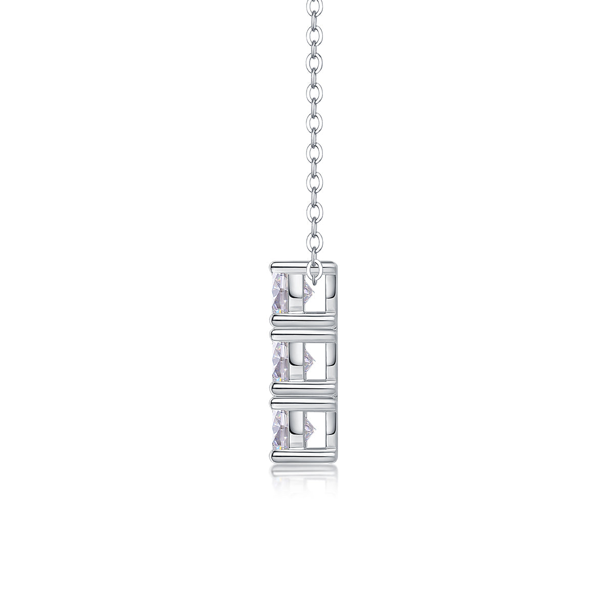 18K Gold Rectangular Diamond-Cut Pendant Necklace