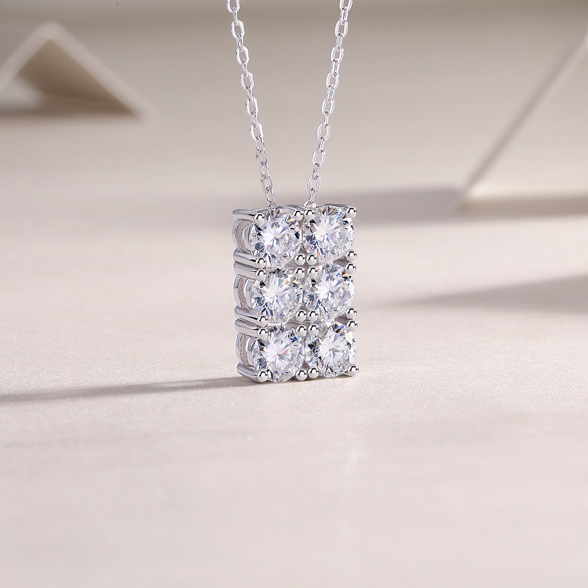 18K Gold Rectangular Diamond-Cut Pendant Necklace