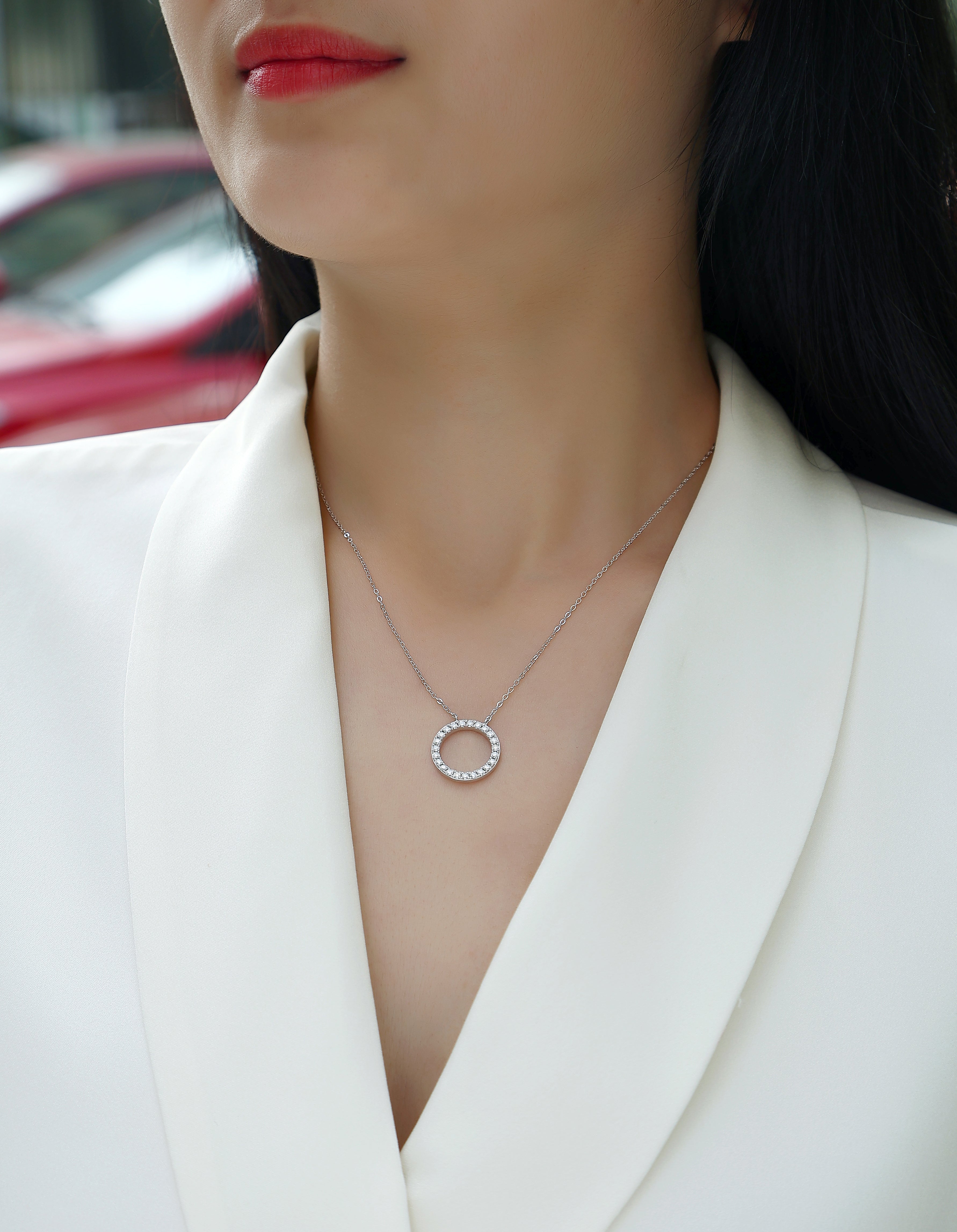 18K Gold Eternity Circle Necklace with Lab-Grown Diamonds